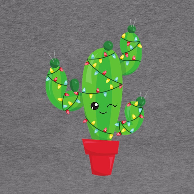 Christmas Cactus, Christmas Lights, Cute Cactus by Jelena Dunčević